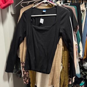 Old Navy Black Square-Neck Long Sleeve Top